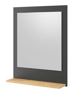 Miroir de salle de bains Fabio Gris - En partie en bois massif - 60 x 74 x 15 cm
