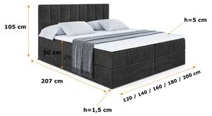 Boxspringbett OTTA Schwarz - Breite: 160 cm - H3