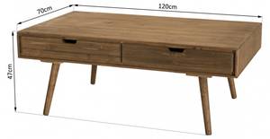 Table basse 4 tiroirs en sapin L120 Marron - En partie en bois massif - 70 x 47 x 120 cm