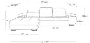 Ecksofa DANILLO Weiß - Holzwerkstoff - 275 x 90 x 203 cm