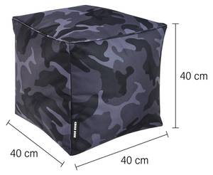 Tabouret pouf "Cube" 40x40x40cm Noir - Gris - Matière plastique - Textile - 40 x 40 x 40 cm