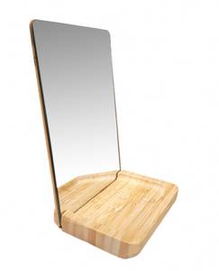 Miroir à poser support bois - NEIGE 2843 Marron - En partie en bois massif - 12 x 18 x 9 cm