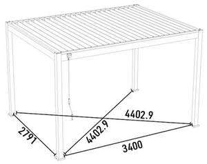 Pavillon Classic Aluminium 3x3,6 M Grau - Metall - 300 x 255 x 360 cm