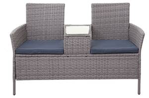 Poly-Rattan Sitzbank mit Tisch E24 Grau - Hellgrau