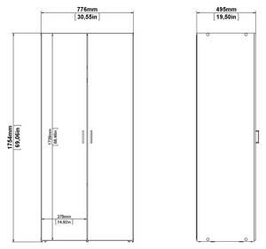 Kleiderschrank Spell Weiß - Holz teilmassiv - 78 x 176 x 50 cm