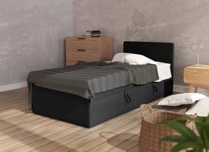 Einzelbett Jugendbett Menorca Mini basic Schwarz - Breite: 80 cm - Bettkasten rechts