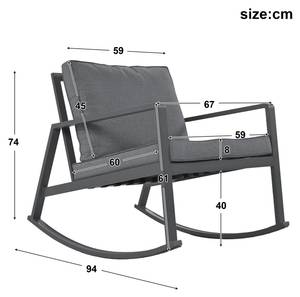 Gartenlounge-Set Rhea Ⅴ Grau - Metall - 94 x 74 x 59 cm