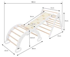 3 in1 Kletterdreieck Braun - Weiß - Massivholz - 72 x 70 x 188 cm