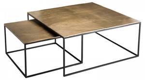 2 tables gigognes carrées aluminium Doré - Métal - 89 x 40 x 89 cm