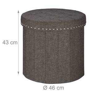 Sitzhocker mit Stauraum Braun - Silber - Holzwerkstoff - Kunststoff - Textil - 46 x 43 x 46 cm