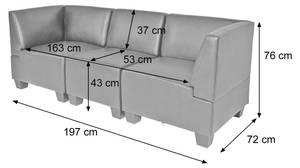 Modular 3-Sitzer Sofa Lyon Rot - Kunstleder - 197 x 76 x 72 cm