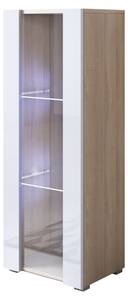 Vitrine Luke V2 Imitation truffier de Sonoma - Blanc - Hauteur : 128 cm