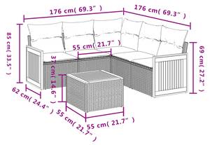 Gartensitzgruppe K6770(6-tlg) Schwarz - Massivholz - 69 x 62 x 62 cm