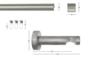 Gardinenstange Kea 1 lfg. Grau - Breite: 340 cm