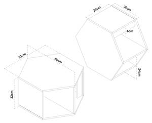 Couchtischset Molde 2-tlg. Schwarz - Braun - Holzwerkstoff - 60 x 32 x 53 cm