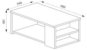 Table basse Dario 28254 Marron - Gris - Bois manufacturé - 90 x 48 x 59 cm