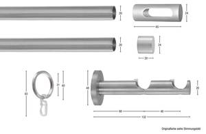 Gardinenstange Easy 2 lfg. Silber - Breite: 160 cm