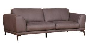 Sofa  DESIDE Leder 3-Sitzer grau Grau - Echtleder - Massivholz - 225 x 82 x 100 cm