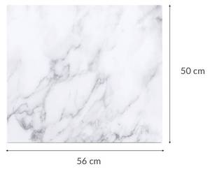 Herdblende-/Abdeckplatte "Marmor", Glas Weiß - Glas - 50 x 1 x 56 cm