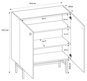 Highboard DIVENOS Schwarz - Holzwerkstoff - 94 x 132 x 39 cm