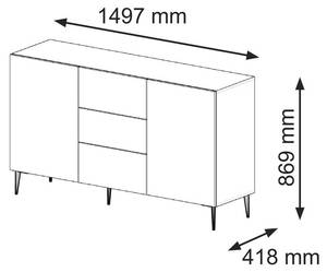 Sideboard RAVENNA B SB150 2D3D Schwarz - Weiß