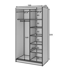 Kleiderschrank  Artinero Lux Schwarz - Braun - Breite: 120 cm - 2 Türen