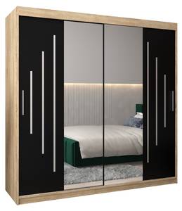 Armoire à portes coulissantes york 1 Noir - Imitation chêne de Sonoma - Largeur : 200 cm - 2 porte