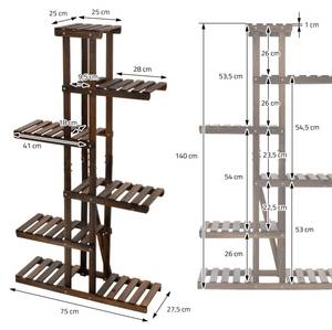 Blumenregal mit 6 Ebenen Braun - Holzwerkstoff - 28 x 140 x 75 cm