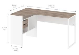 Bureau Fula Blanc - En partie en bois massif - 145 x 77 x 81 cm