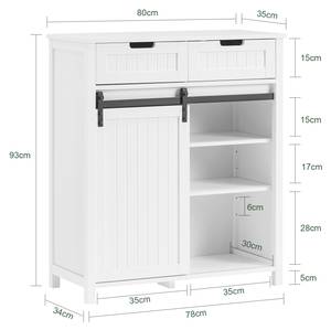 Küchenschrank FSB74-K-W Weiß - Holzwerkstoff - Metall - 80 x 93 x 35 cm