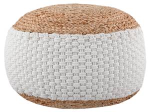 Pouf Hocker Jute rund Braun - Weiß - Naturfaser - 45 x 35 x 45 cm