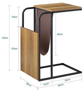 Beistelltisch FBT140-PF Schwarz - Holzwerkstoff - 36 x 65 x 50 cm