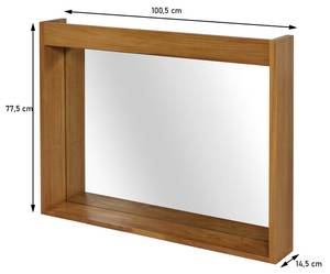 Teak-Wandspiegel M75 Braun - Glas - Holzart/Dekor - Holz teilmassiv - 100 x 77 x 14 cm