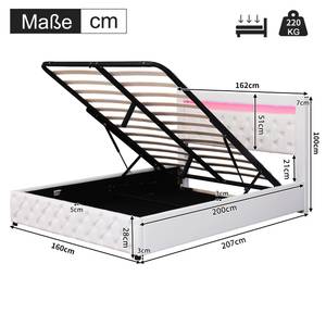 Polsterbett GLOWPUER Ⅱ Weiß - Breite: 162 cm
