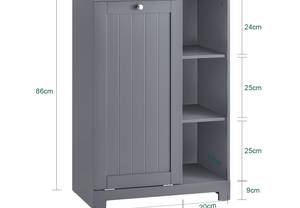 Wäscheschrank mit Wäschesack BZR105-DG Grau - Holzwerkstoff - 60 x 86 x 37 cm