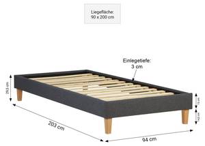 Lit rembourré 2284 Largeur : 94 cm