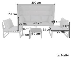 Garten-Sitzgruppe MAUI Grau - Metall - 200 x 159 x 136 cm