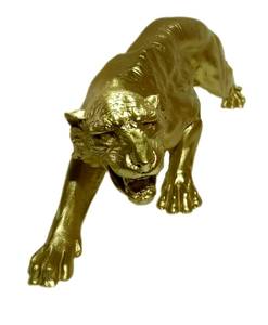 Skulptur Panther Gold Gold - Kunststoff - Stein - 48 x 18 x 15 cm