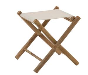 Chaise pliable bambou+textile naturel Blanc - Textile - 8 x 56 x 50 cm