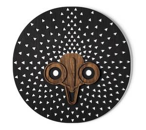 Masque mural Modern African Mask #10 Noir - Blanc - Bois manufacturé - Verre - Matière plastique - En partie en bois massif - 60 x 60 x 1 cm