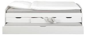Bett mit Schubladen und zweitem unteren Weiß - Holz teilmassiv - 63 x 98 x 205 cm