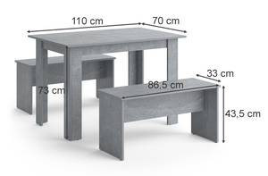 Tischgruppe Sentio 110 cm Beton Beton Dekor - 110 x 70 cm