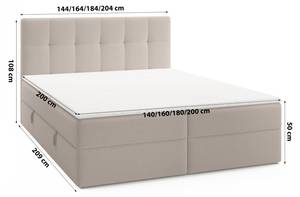 Boxspringbett Oreno Royal Braun - Breite: 144 cm