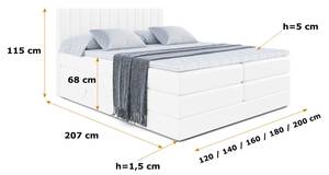 Boxspringbett EDITA KING Hochglanz Weiß - Breite: 140 cm