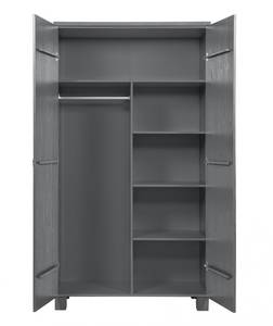 Armoire Dennis Marron - Gris platine - Argenté / Gris