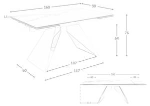 Table à manger 1116 Largeur : 160 cm