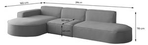 Ecksofa Ottomane PALMA Opera Velvet Petrol - Ecke davorstehend links