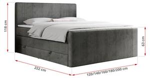 Boxspringbett KING DOREN Breite: 120 cm - H3 - Textil