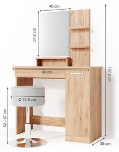 Schminktisch Julia mit Hocker Eiche Dekor - 90 x 137 x 38 cm