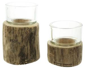 Windlicht  FF-101474 Braun - Holz teilmassiv - 9 x 14 x 9 cm